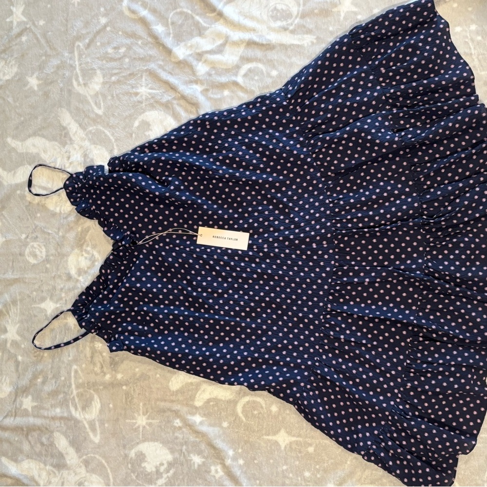 Rebecca Taylor Midnight Blue Dress with Pink Accents